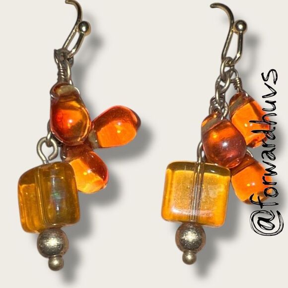 Bundle Sale 3 for $15 | Handcrafted Orange Glass Bead Earrings - Picture 6 of 7
